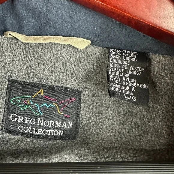 Greg Norman Jacket Mens Large Tan Nylon Fleece Lined Full Zip Hidden Hood - Picture 5 of 8